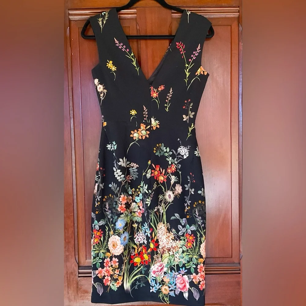 Zara Dark Floral Cocktail Body Con Black size S - Picture 2 of 4